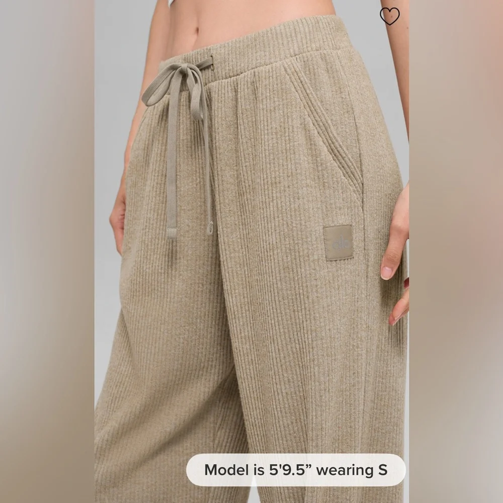 Alo NWT Muse Wide Leg Pants Gravel Heather Size M